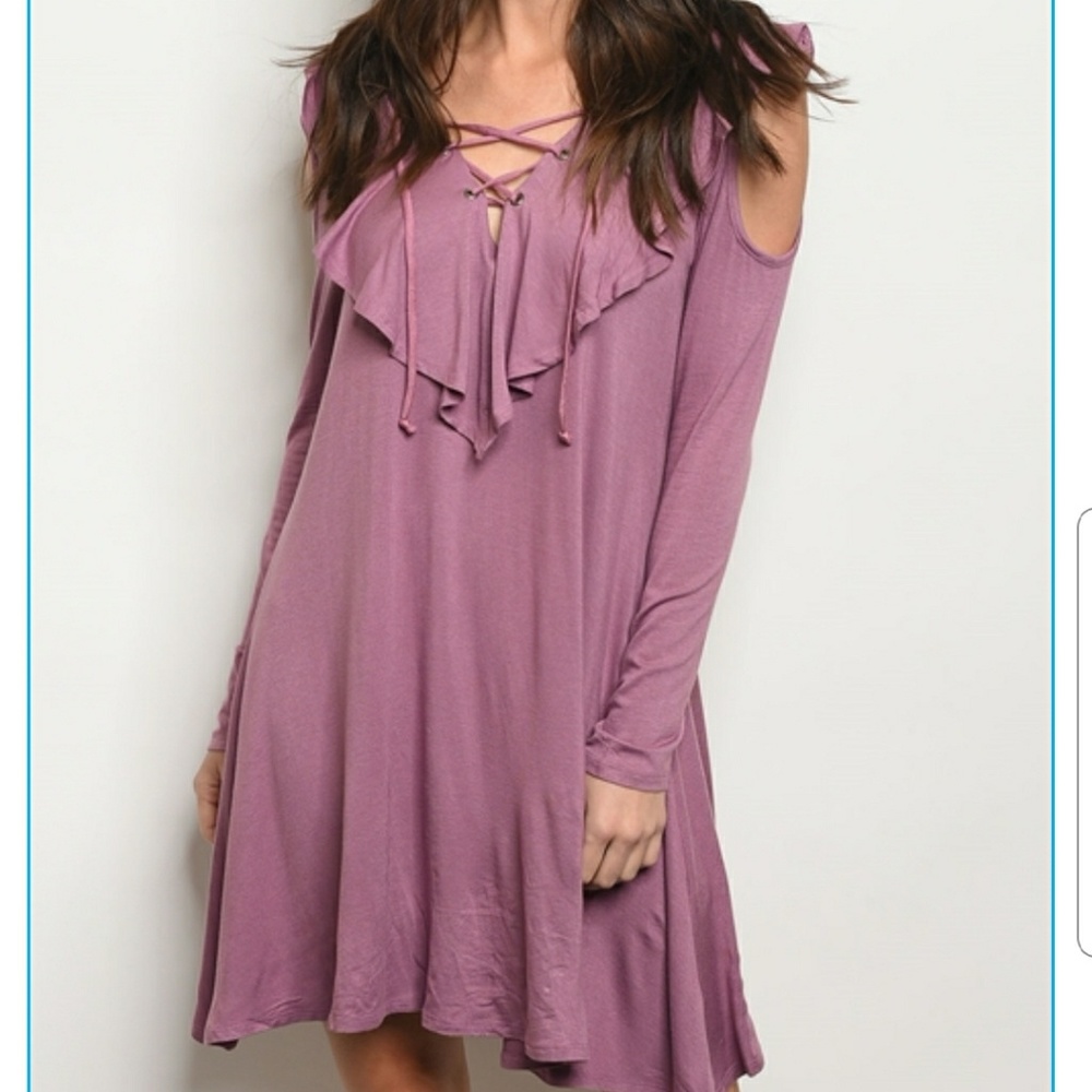 Mauve flowy rayon dress